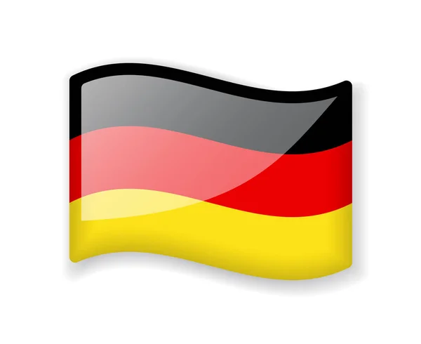 Flaga Niemiec Flaga Wavy Błyszcząca Ikona Odizolowana Białym Tle — Wektor stockowy