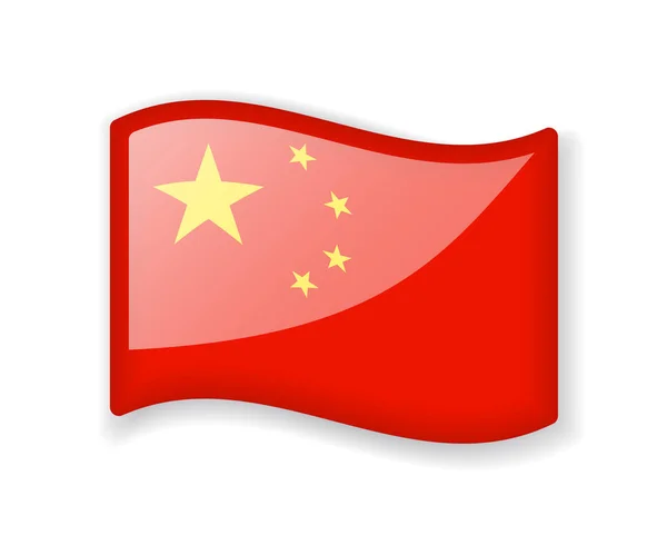 Flaga Chin Flaga Wavy Jasny Błyszczący Ikona Izolowane Białym Tle — Wektor stockowy