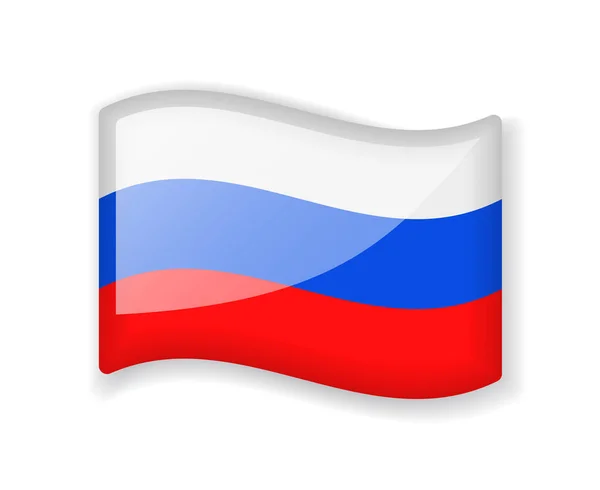 Σημαία Ρωσικής Ομοσπονδίας Κυματιστή Σημαία Φωτεινό Γυαλιστερό Εικονίδιο Που Απομονώνεται — Διανυσματικό Αρχείο