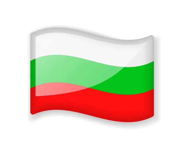 Bulgaria Flag Wavy Flag Bright Glossy Icon Isolated White Background — Stock Vector