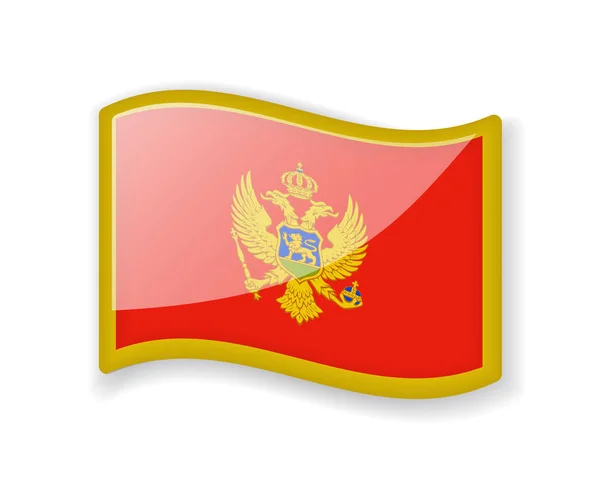 Bandera Montenegro Bandera Ondulada Icono Brillante Brillante Aislado Sobre Fondo — Archivo Imágenes Vectoriales