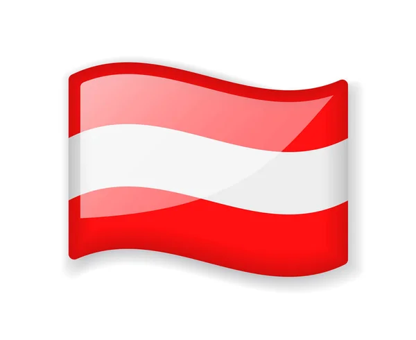 Austria Flag Wavy Flag Bright Glossy Icon Isolated White Background — Stock Vector