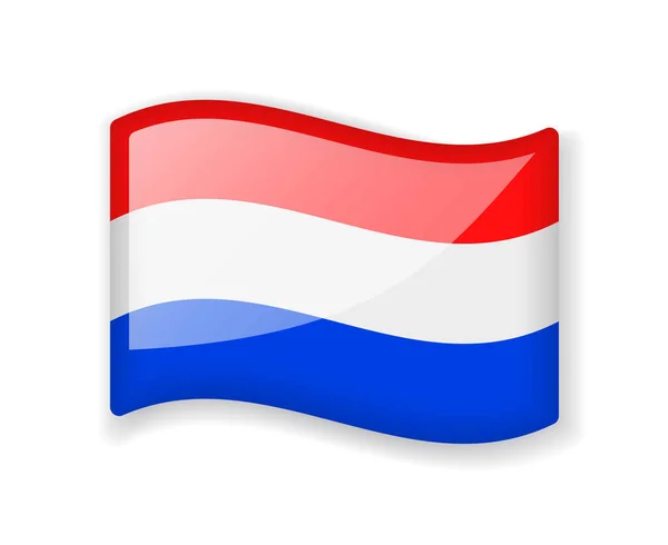 Bandeira Holanda Bandeira Ondulada Ícone Brilhante Brilhante Isolado Fundo Branco — Vetor de Stock