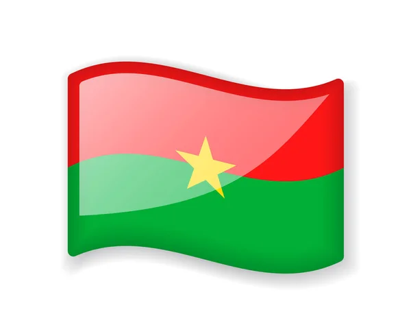 Burkina Faso Zászló Wavy Zászló Fényes Fényes Ikon Elszigetelt Fehér — Stock Vector