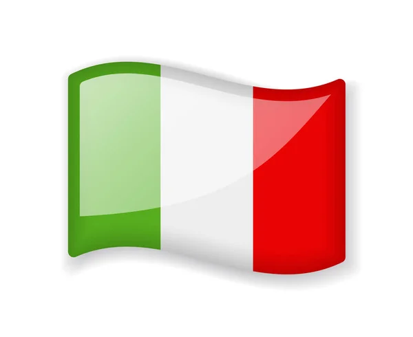 Drapeau Italie Drapeau Ondulé Icône Brillante Brillant Isolé Sur Fond — Image vectorielle