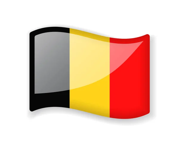 Bandera Bélgica Bandera Ondulada Icono Brillante Brillante Aislado Sobre Fondo — Vector de stock