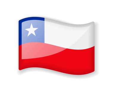 Şili bayrağı - Beyaz arkaplanda izole edilmiş parlak parlak bayrak simgesi