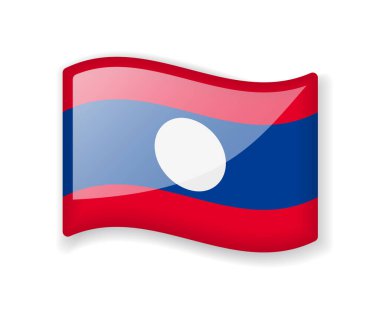 Laos bayrağı - Beyaz arkaplanda izole edilmiş dalgalı parlak simge