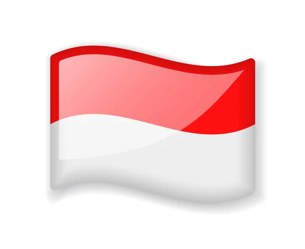 Monaco Flagga Vågig Flagga Ljusa Glänsande Ikon Isolerad Vit Bakgrund — Stock vektor
