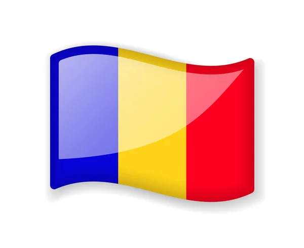 ルーマニア国旗 白を基調とした明るい光沢のあるアイコン — ストックベクタ