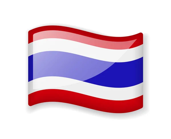 Прапор Таїланду Яскравий Блискучий Блискучий Ікона Ізольований Білому Тлі — стоковий вектор