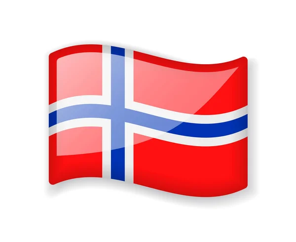 Flaga Norwegii Flaga Wavy Błyszcząca Ikona Odizolowana Białym Tle — Wektor stockowy