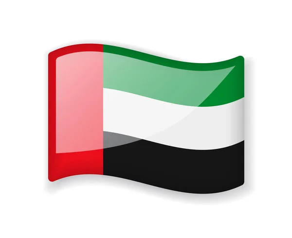 Bandera Los Emiratos Árabes Unidos Bandera Ondulada Brillante Icono Brillante — Archivo Imágenes Vectoriales