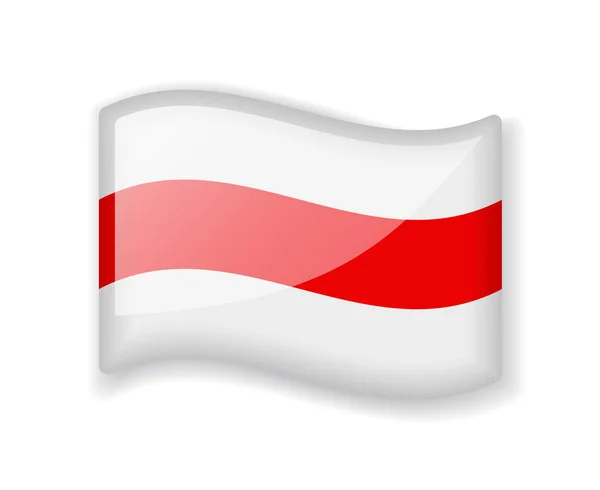 Bielorussia Bandiera Bandiera Ondulata Brillante Icona Lucida Isolata Sfondo Bianco — Vettoriale Stock