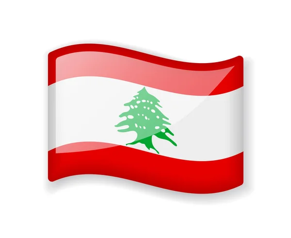 Bandera Del Líbano Bandera Ondulada Icono Brillante Brillante Aislado Sobre — Vector de stock
