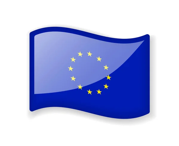 Bandera Unión Europea Bandera Ondulada Icono Brillante Brillante Aislado Sobre — Vector de stock