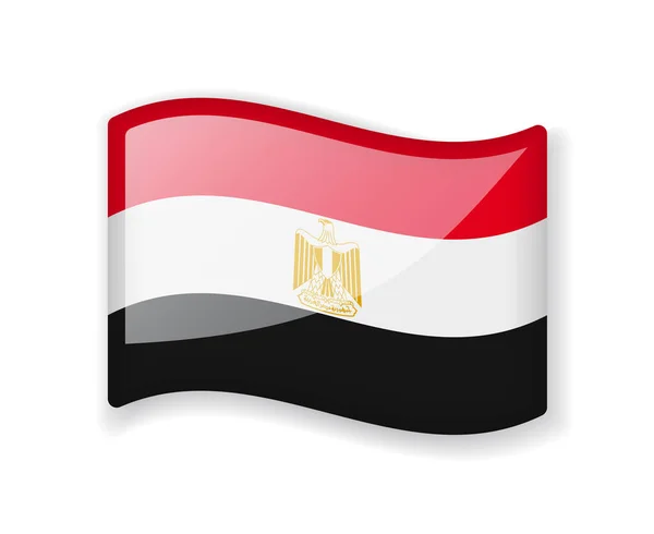 Bandeira Egito Bandeira Ondulada Ícone Brilhante Brilhante Isolado Fundo Branco — Vetor de Stock