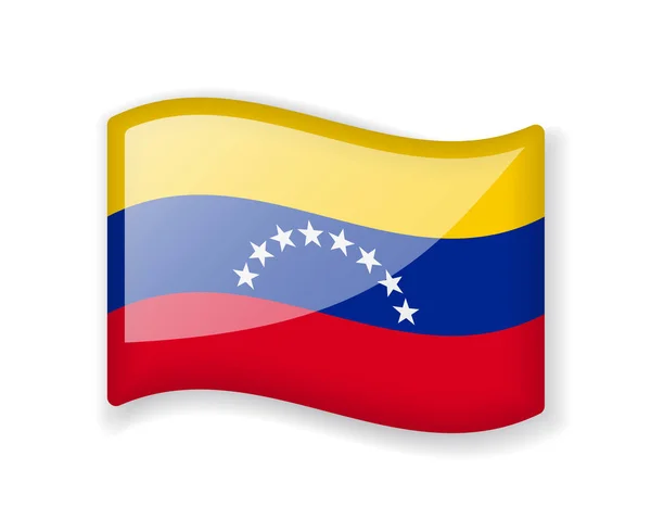 Прапор Венесуели Яскравий Прапор Яскраво Блискучий Блискучий Ікона Ізольований Білому — стоковий вектор