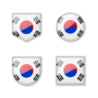 Güney Kore bayrakları. Parlak bir koleksiyon. Vektör çizimleri kümesi