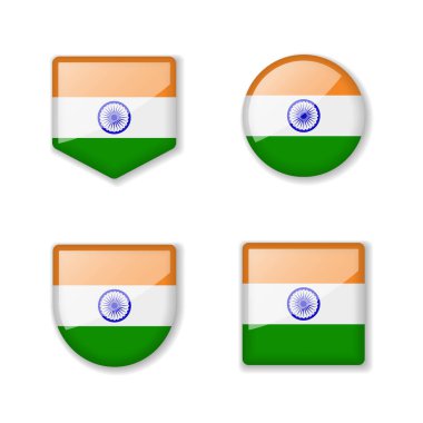 Hindistan bayrakları. Parlak bir koleksiyon. Vektör çizimleri kümesi