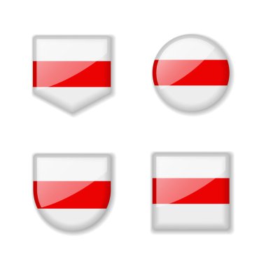 Flags of Belarus - glossy collection. Set of vector illustrations