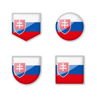 Slovakya bayrakları - parlak koleksiyon. Vektör çizimleri kümesi