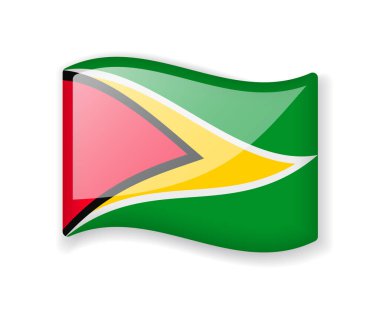 Guyana bayrağı - Beyaz arkaplanda izole edilmiş parlak parlak bayrak simgesi