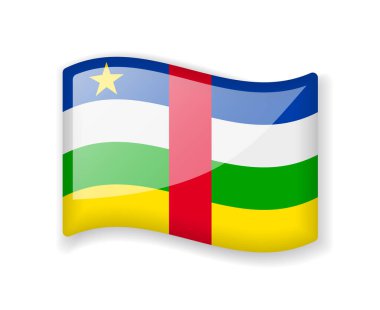 Orta Afrika Cumhuriyeti bayrağı - Beyaz arkaplanda izole edilmiş dalgalı parlak simge