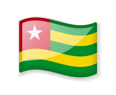 Togo bayrağı - Beyaz arkaplanda izole edilmiş parlak parlak bayrak simgesi