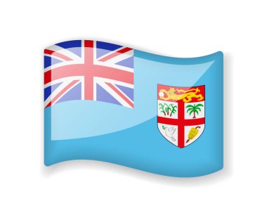 Fiji bayrağı - Dalgalı parlak simge beyaz arkaplanda izole edildi