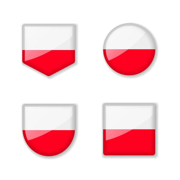 Прапори Польщі Глянцева Колекція Набір Векторних Ілюстрацій — стоковий вектор