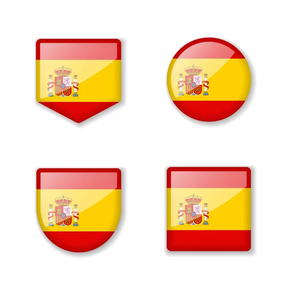 Flaggen Spaniens Hochglanzkollektion Reihe Von Vektorillustrationen — Stockvektor