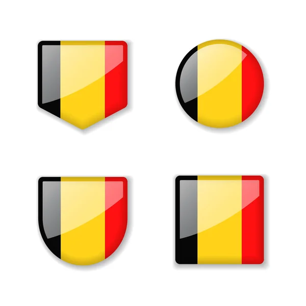 Flagi Belgii Błyszcząca Kolekcja Zbiór Ilustracji Wektorowych — Wektor stockowy
