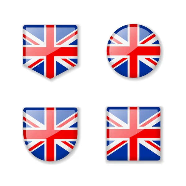Flags United Kingdom Glossy Collection Set Vector Illustrations — Stock Vector