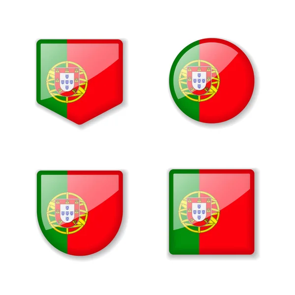 ポルトガルの旗 光沢のあるコレクション ベクターイラストのセット — ストックベクタ