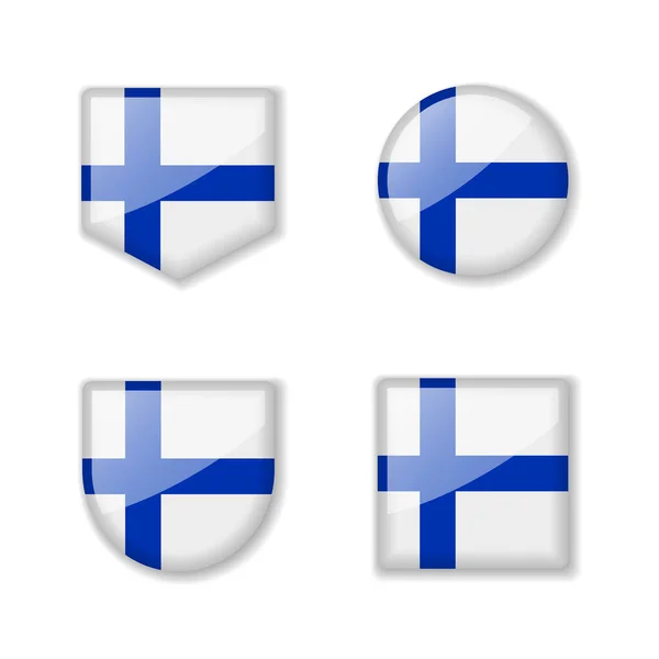 芬兰国旗 光滑的收藏 一套矢量图解 — 图库矢量图片