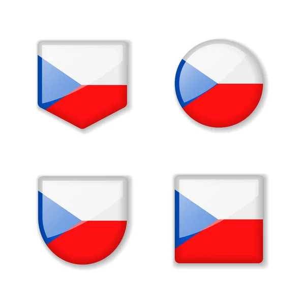 Bandiere Della Repubblica Ceca Collezione Lucida Serie Illustrazioni Vettoriali — Vettoriale Stock