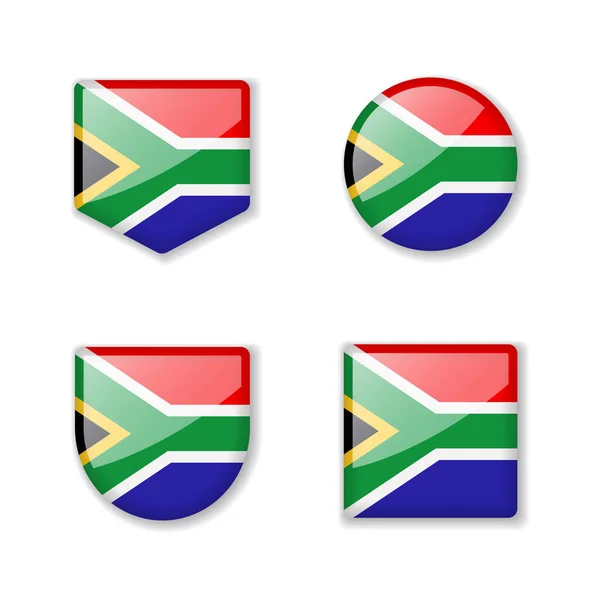 Bandiere Del Sudafrica Collezione Lucida Serie Illustrazioni Vettoriali — Vettoriale Stock