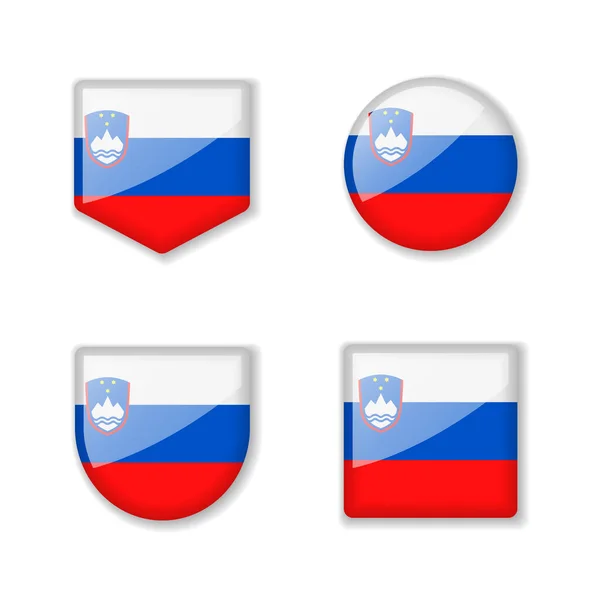 Прапори Словенії Глянцева Колекція Набір Векторних Ілюстрацій — стоковий вектор