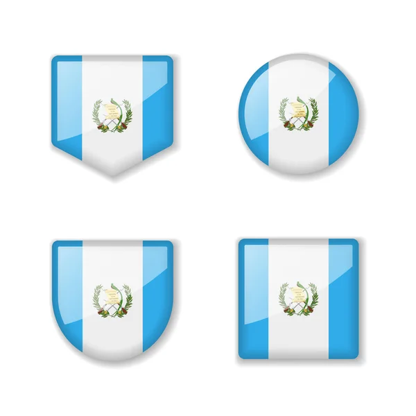 Zászlók Guatemala Fényes Gyűjtemény Vektorillusztrációk Halmaza — Stock Vector