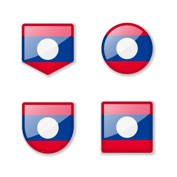 Banderas Laos Colección Brillante Conjunto Ilustraciones Vectoriales — Vector de stock