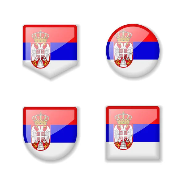 Flags Serbia Glossy Collection Set Vector Illustrations — Stock Vector