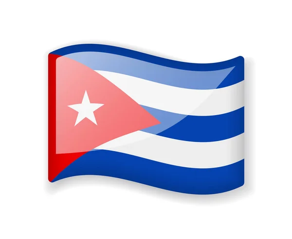 Cuba Flag Wavy Flag Bright Glossy Icon Isolated White Background — Stock Vector