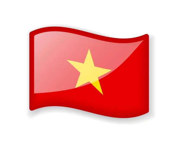 Vietnam Flag Wavy Flag Bright Glossy Icon Isolated White Background — Stock Vector