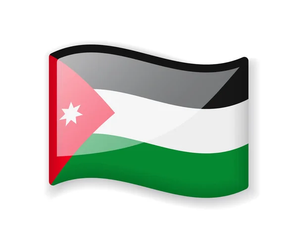 Bandera Jordania Bandera Ondulada Brillante Icono Brillante Aislado Sobre Fondo — Archivo Imágenes Vectoriales