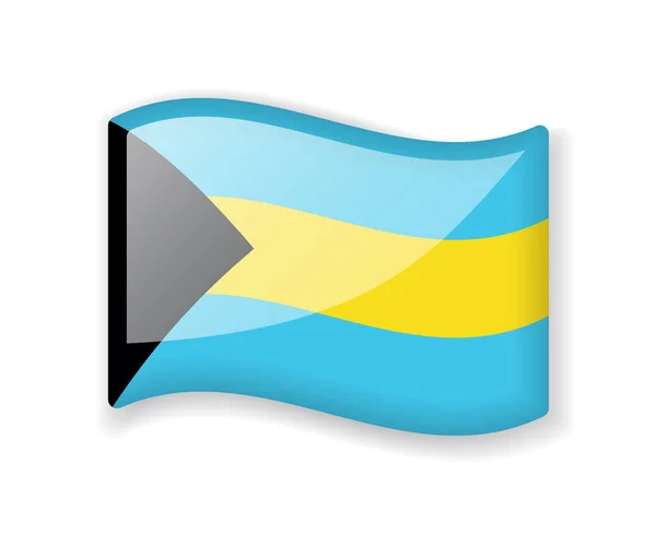 Bandeira Das Bahamas Bandeira Ondulada Ícone Brilhante Brilhante Isolado Fundo — Vetor de Stock