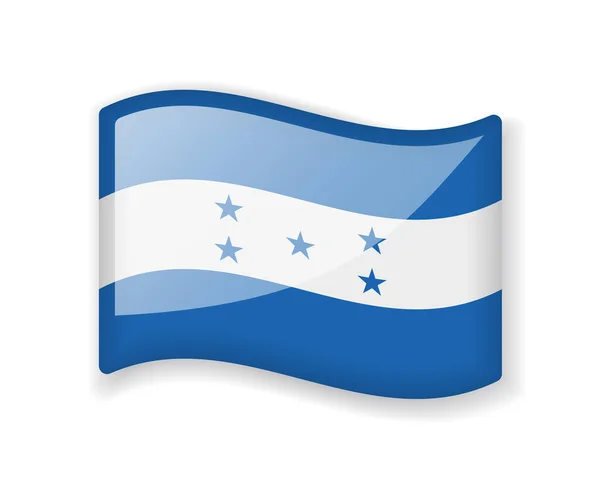 Honduras Zászló Wavy Zászló Fényes Fényes Ikon Elszigetelt Fehér Háttér — Stock Vector
