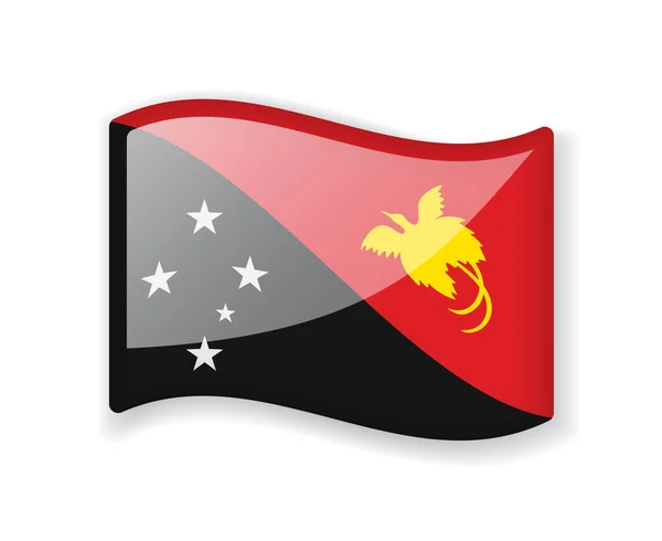Papua Yeni Gine Bayrağı Beyaz Arkaplanda Izole Edilmiş Parlak Parlak — Stok Vektör