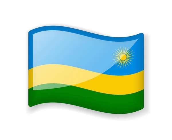 Прапор Руанди Яскравий Глянцевий Символ Виділений Білому Тлі — стоковий вектор