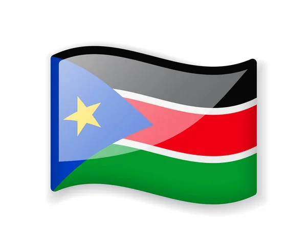 Bandeira Sudão Sul Bandeira Ondulada Ícone Brilhante Brilhante Isolado Fundo —  Vetores de Stock